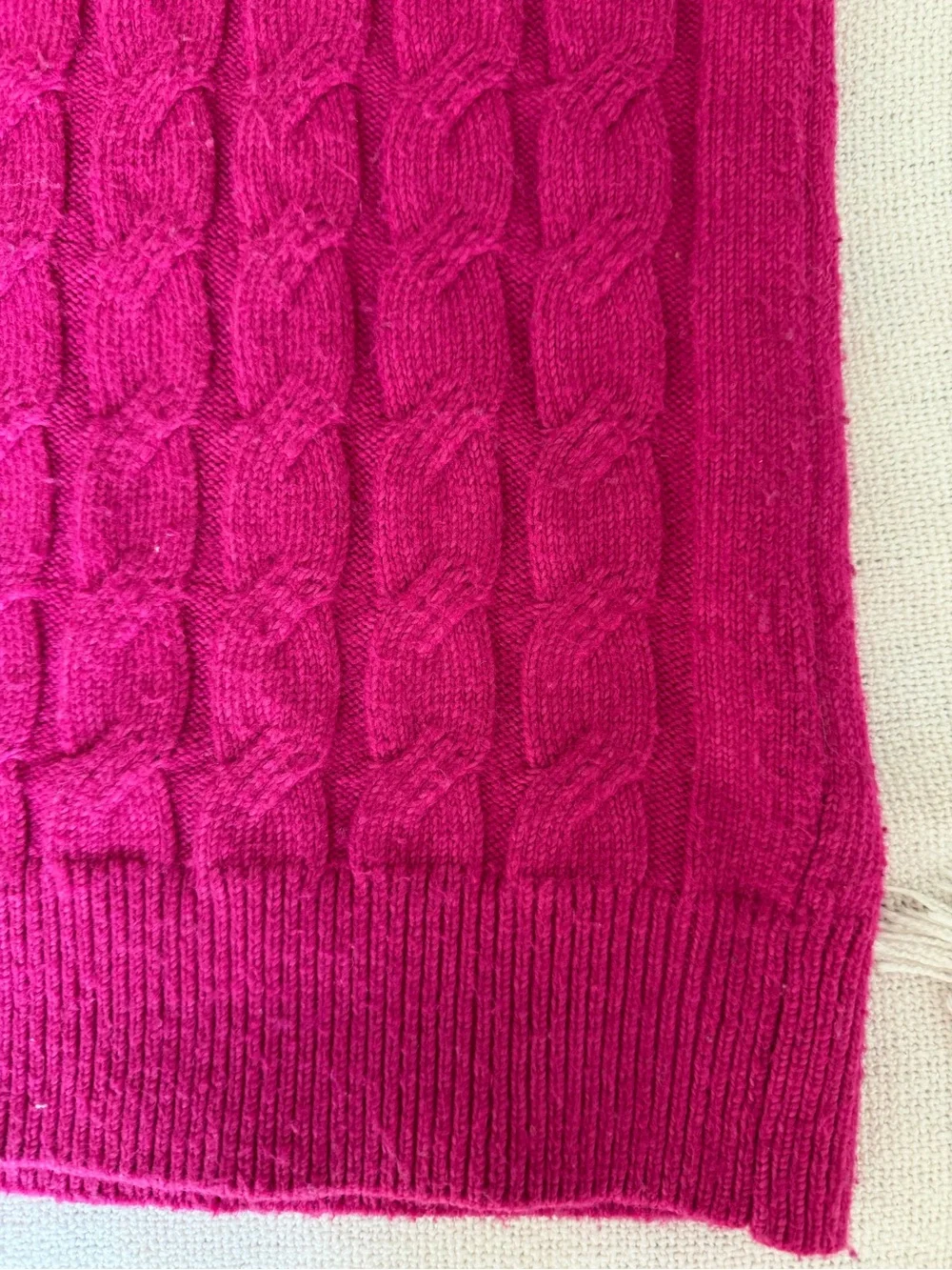 Michael Kors Fuchsia Cable-Knit Crew Sweater with Gold Shoulder Buttons